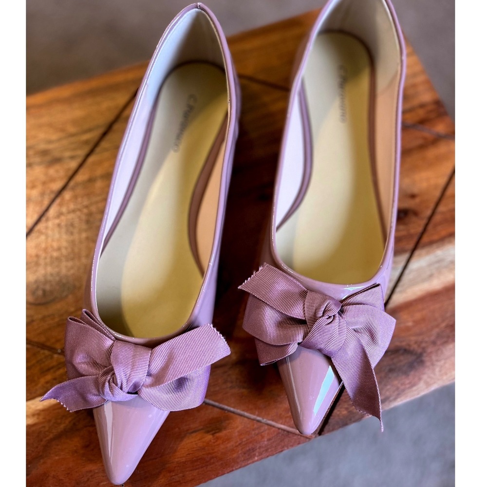 Pointed Toe Bow Flats in Dusty Pink